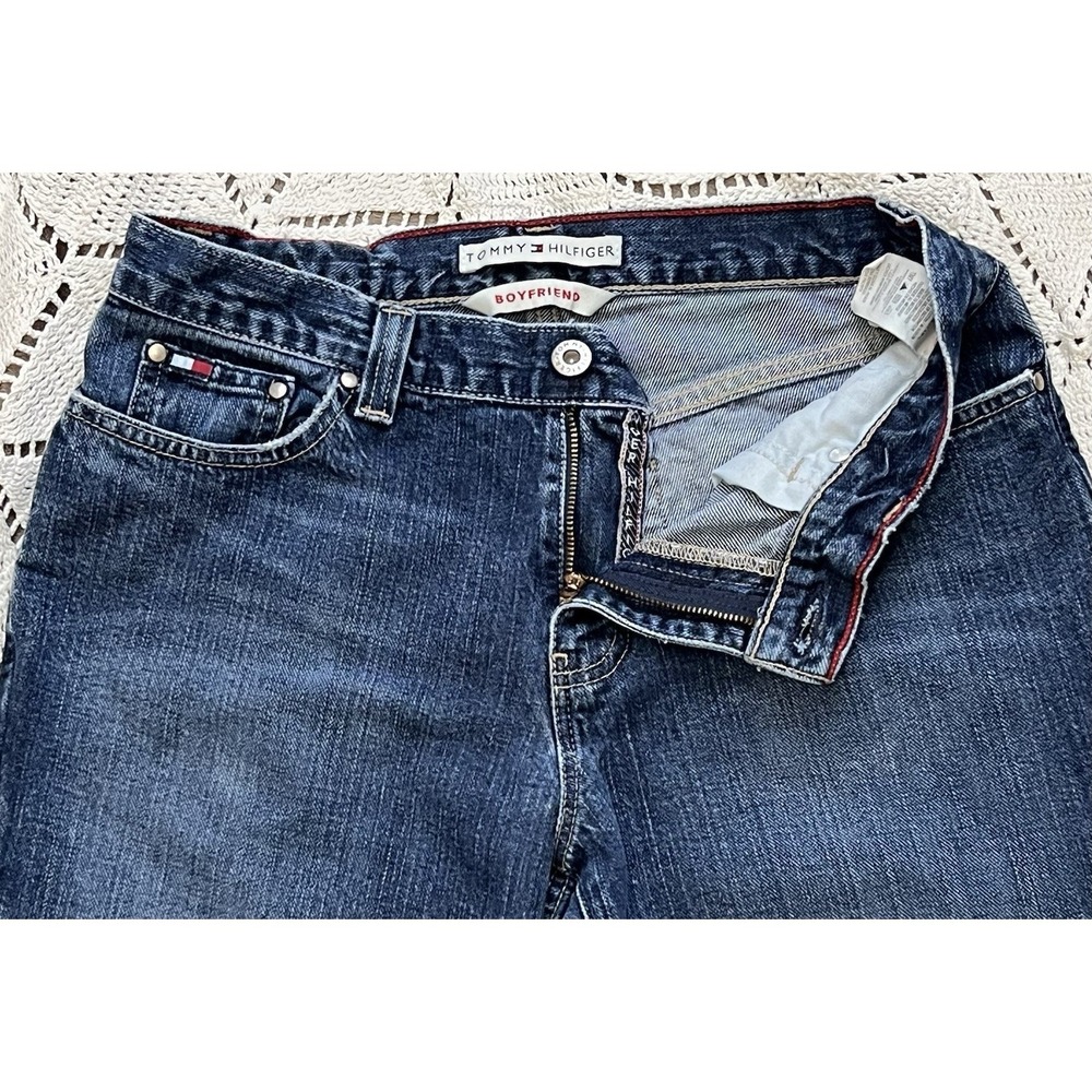 100 % Cotton Tommy Hilfiger Boyfriend Jeans Dark Wash Denim Size 4 USA Classic - Picture 4 of 9